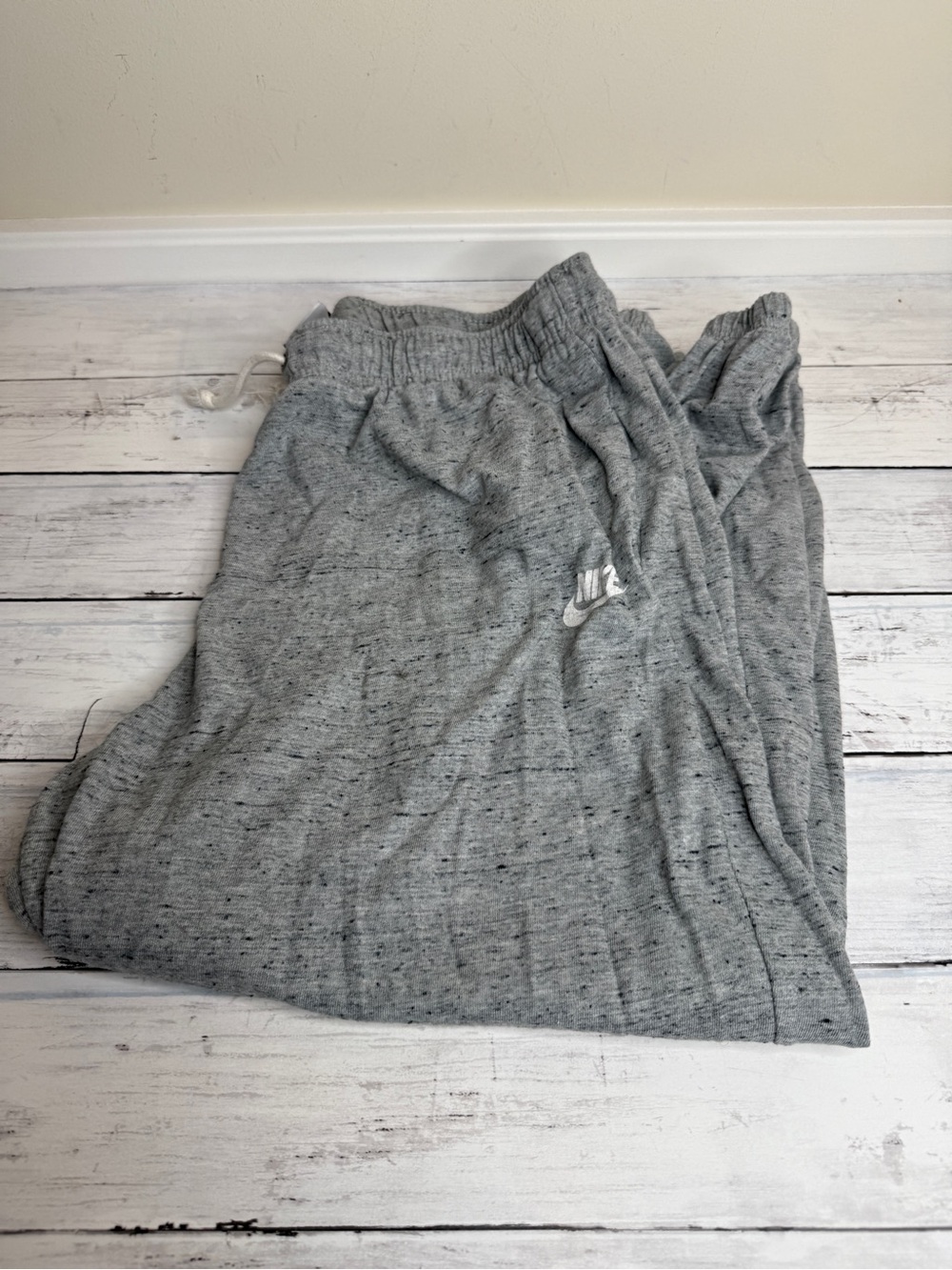 Nike Heather Gray Track Joggers with White Swoosh